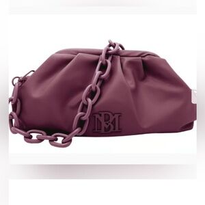 Badgley Mischka plum chain purse clutch